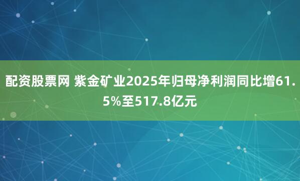 配资股票网 紫金矿业2025年归母净利润同比增61.5%至517.8亿元