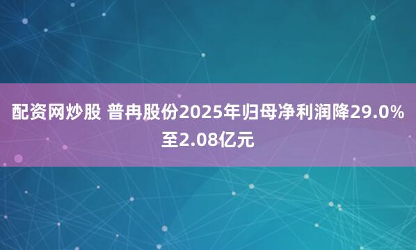 配资网炒股 普冉股份2025年归母净利润降29.0%至2.08亿元