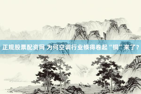 正规股票配资网 为何空调行业倏得卷起“铜”来了？